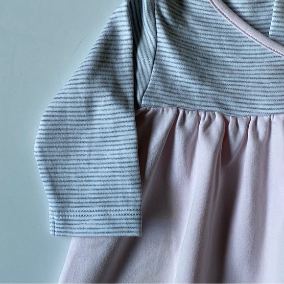 Kissy Kissy Dress 2 3 Months Pink Gray Stripes Cotton Cross Over Front EUC Girls - Picture 4 of 11